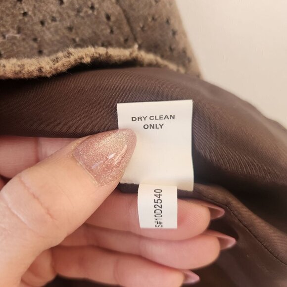 Kay Unger New York Brown Wool Laser Cut Floral Trim Fitted Sheath Pencil Dress 8 - Picture 9 of 9